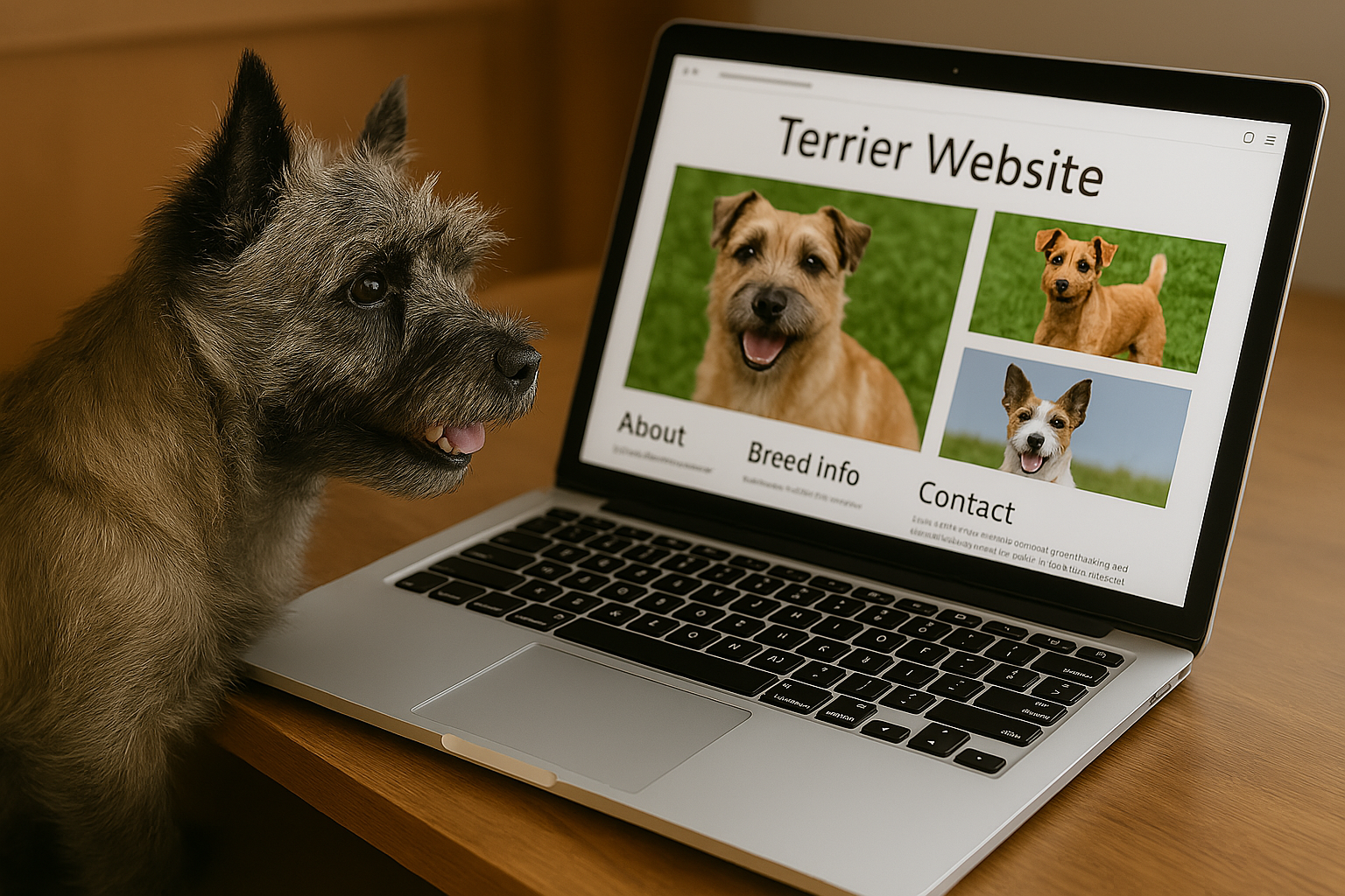 Cairn looking at a website